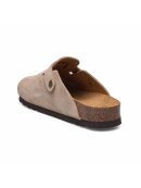 SCHOLL - SL FAE SUEDE DARK BEIGE CLOGS & MULES