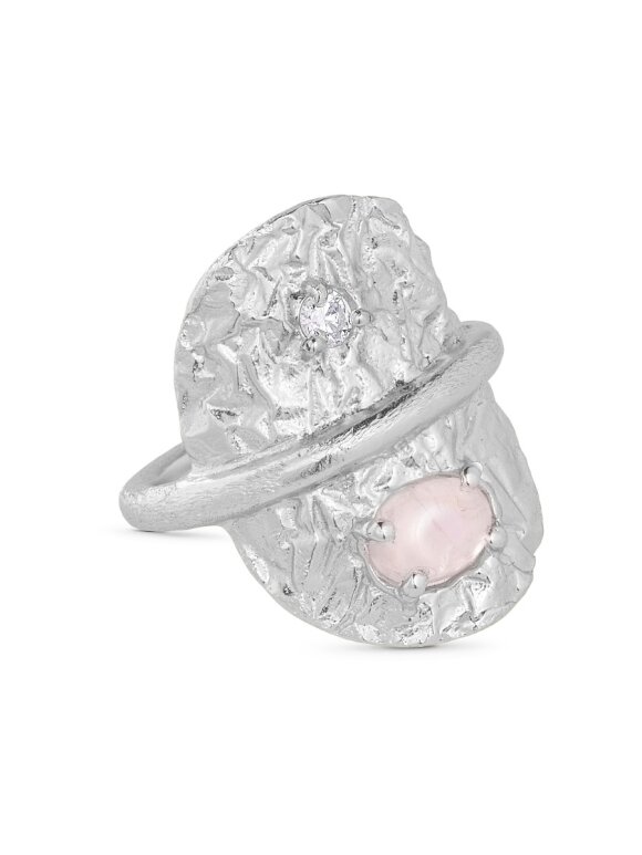 PURE BY NAT - OVAL FOIL RING MED NATURSTEN OG ZIRKON