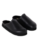 SCHOLL - SL FAE STUDS LEATHER BLACK CLOGS & MULES