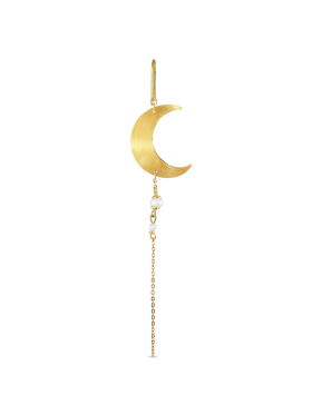 JANE KØNIG - HALF MOON EARRING WITH PEARL CHAIN