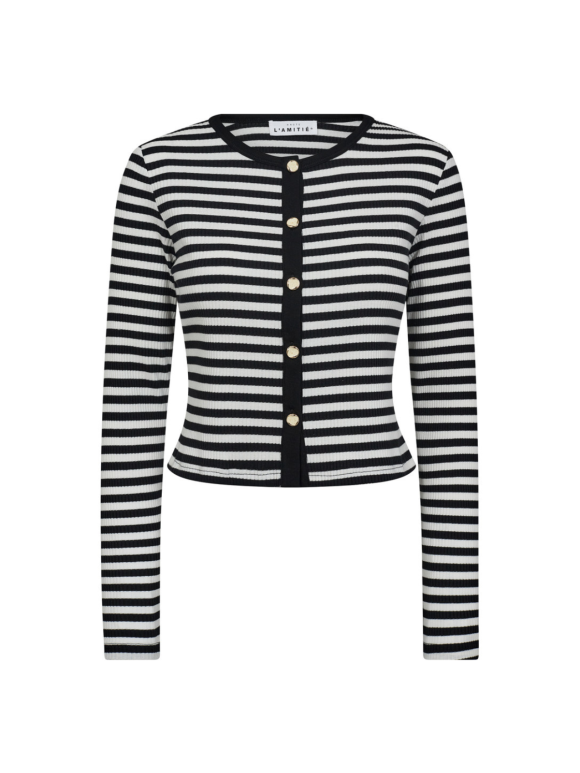 HAUTE L'AMITIÉ - RIB STRIPED CROP CARDIGAN