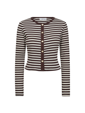 HAUTE L'AMITIÉ - RIB STRIPED CROP CARDIGAN